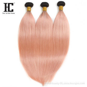 Two Tone 1B/Pink Weaves 100% Human Ombre Malaysian Hair Color Straight  Hair Bundles